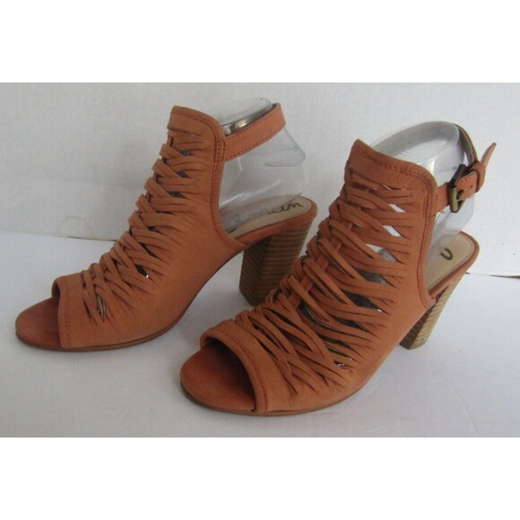 Sam Edelman Sandals Tan Leather Holly Interwoven Straps Stacked Block Heel 7.5 - Picture 4 of 8